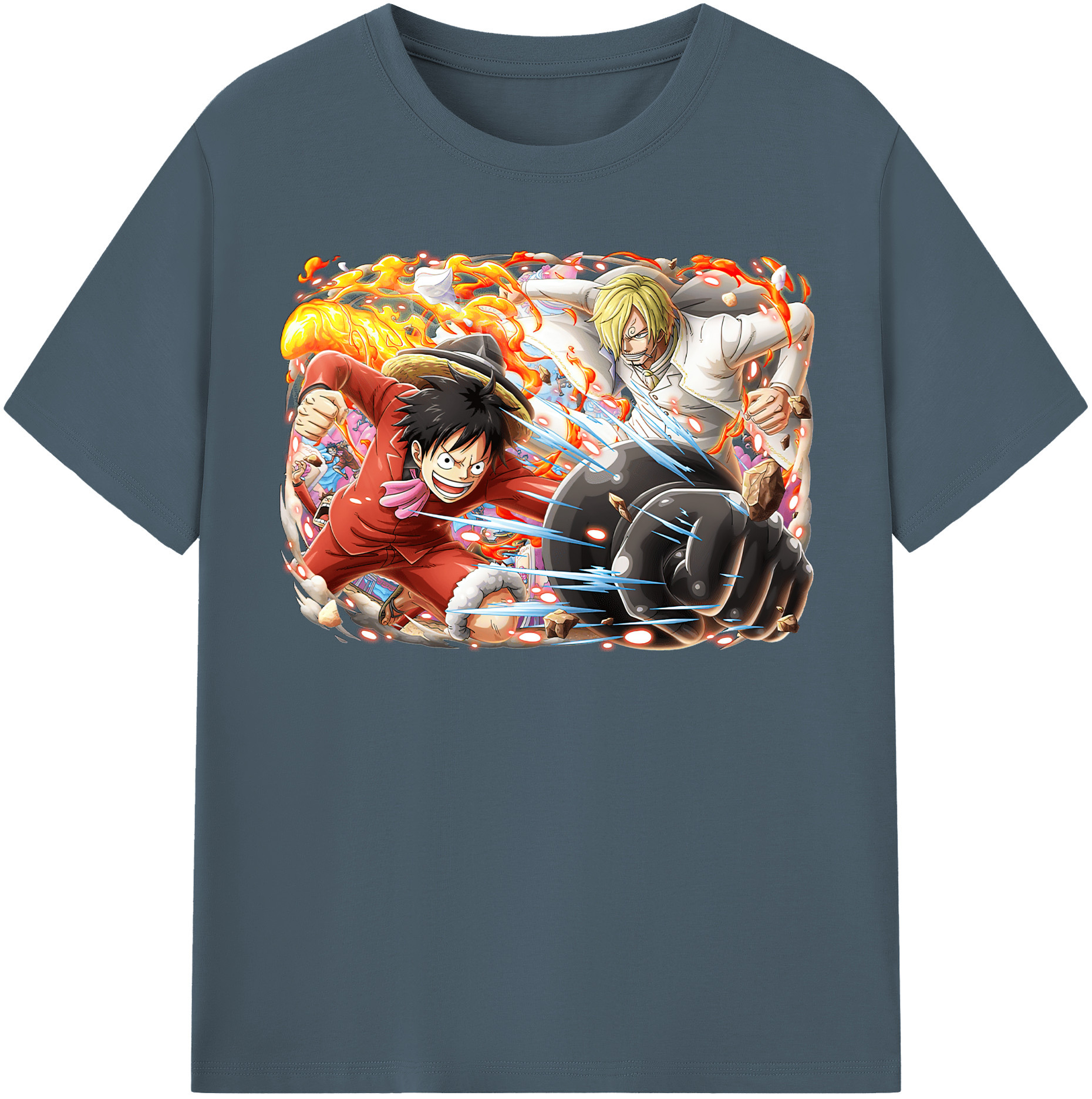 ワンピース モンキー・D・ルフィ ONE PIECE Monkey D. Luffy 綿100％半袖Tシャツ（フロントプリント）